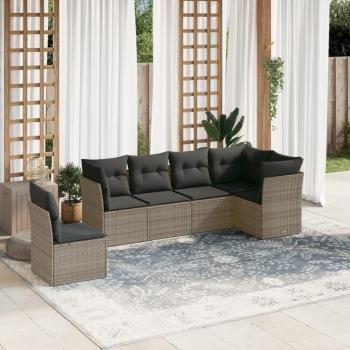 Polyrattan Patio Sofa Set, 6 Pieces, Gray