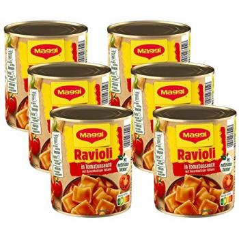 Maggi Ravioli mit herzhaftem Fleisch und Tomatensauce, 800 g, 6er Pack