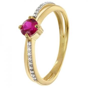 Trendor 68796 Goldring mit synthetischem Rubin und Zirkonias