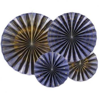 Elegante Papierfächer in Blau und Gold