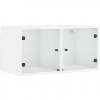Mueble de pared con ante en vidrio blanco 68,5x37x35 cm