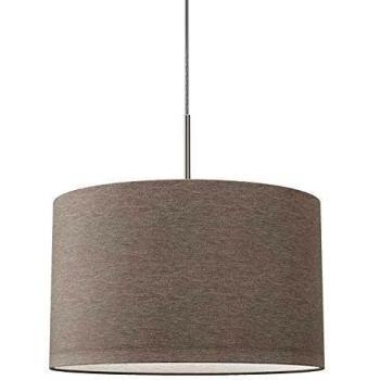 Lampada sospensione tela grigio talpa, lampadina E27 da aggiungere
