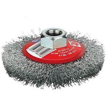 Brosse conique inox 0.30mm pour meuleuse M14 D.90 mm