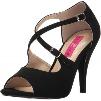 Pleaser Pink Label Damen DREAM-412 Offene Sandalen mit Keilabsatz, Schwarz