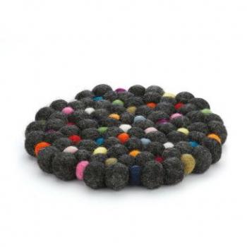 Cilio Topfuntersetzer rund 21 cm Schafwolle bis 100 Grad schwarz
