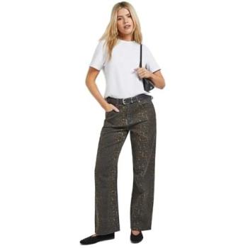 Straight‑Leg Leopard Denim Jean for Women – Dorothy Perkins, Size 16