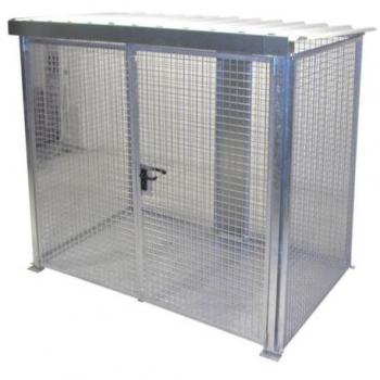 Rangement à gaz avec toit et double porte, thermiquement traité, pour 60 bouteilles