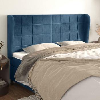 Kopfteil mit Ohren Samt Dunkelblau 203x23x118/128 cm