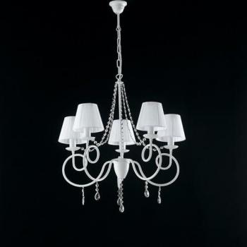Lustre Éclat 5 Lumières, Fer Blanc, Style Shabby