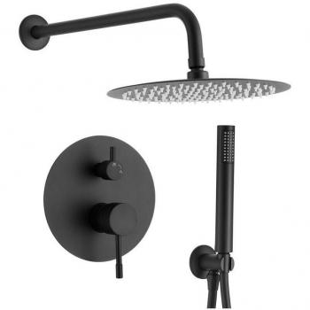 Set de Ducha Incrustada Valaz 30 mm con Mando Único y Acabado Negro