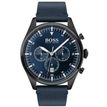 BOSS Chronograph Quarz Uhr für Herren mit blauem Lederarmband