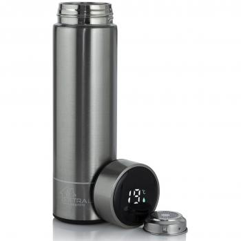 Taza de viaje Extralink con pantalla LED 500 ml Plata Acero inoxidable