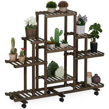 Estantería Marrón para Plantas con Ruedas