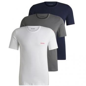Hugo Boss Men's 3-Pack Regular Fit Cotton T-Shirts, Black/Grey/White