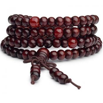 Brazalete Natural de Madera Sándalo con Nudo Negro