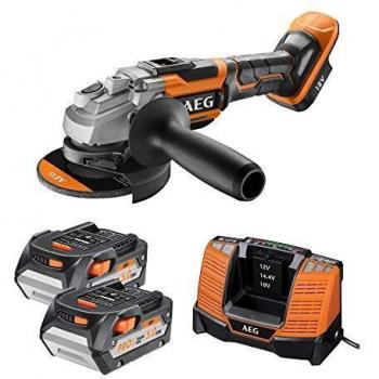 AEG 4935464417 Meuleuse d'angle Brushless 2 batteries 5,0 Ah Diamètre du disque 125 mm Temps de charge 90 min BEWS18-125BLLI-502C