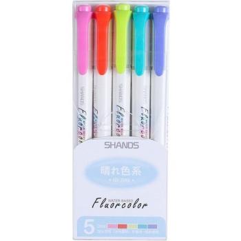 5 Stück fluoreszierende Textmarker mit doppelter Spitze F782