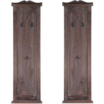 Appendiabiti da Parete 2 Pezzi, Legno Marrone Invecchiato, 109x28x4 cm – 3 Ganci