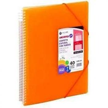 Carpeta fundas Carchivo espiral 20 fundas naranja