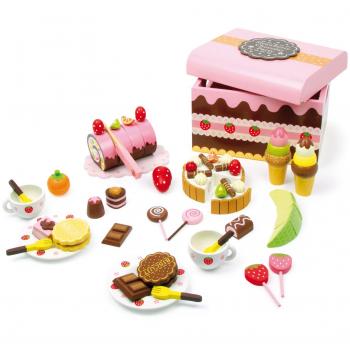 Panier de sucreries en bois – 39 pièces aux couleurs vives