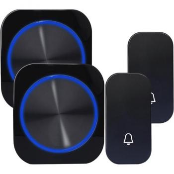 Smart Wireless Doorbell with Night Light, 1-2 Buttons and Receivers, Waterproof, EU Plug