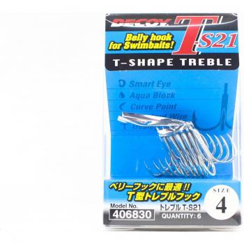 Decoy T‑S21 T‑Hook, 3‑Point Treble, Size 4
