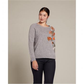 Vestuario Elena Miró: Jersey con bordado de flores en cuello barco