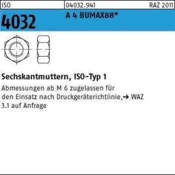 Edelstahl‑Sechskantmutter (A4) – ISO 1, 4032, Bumaxx 88, M24 (Nobrand)