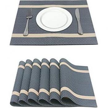 Pahajim Set de Table en PVC Lavable 6 pièces Rectangulaire