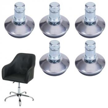 Set 5 Patins HWC-K74 – Solution anti-roulons pour chaises (Ø 11 mm) – Couleur Argent