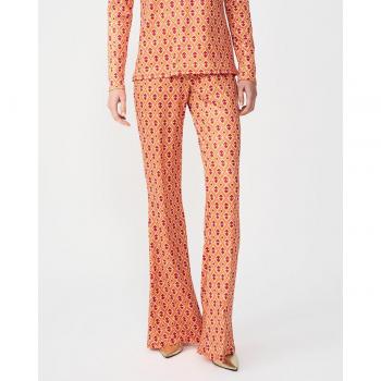 Cuplé Pantalón de campana naranja con diseño geométrico