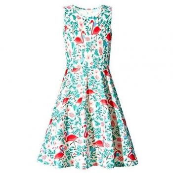 Robe sans manches pour fille Funnycokid, thème étoilé et flamants roses, 8-9 ans