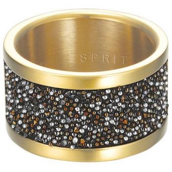 ESPRIT Glamour Ring Damen ES-GLAM BLACK GOLD Edelstahl rhodiniert Kristall schwarz Gr. 57