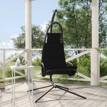 Siège de balançoire de jardin noir tissu Oxford/acier