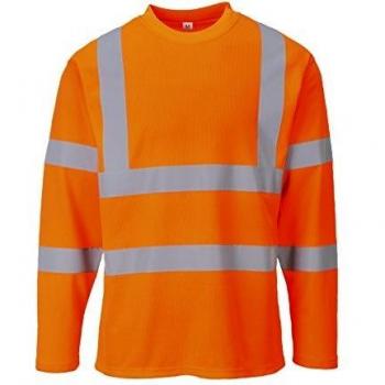 Portwest Men's Hi Vis Cotton Comfort Long Sleeve T-Shirt Orange L