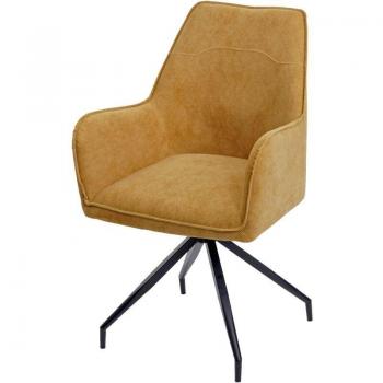Sedia di Design Giallo, Braccioli in Tessuto, Base Metallica