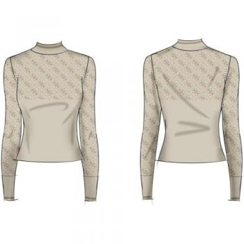 Guess Women's White Printed Knit Pullover Size M