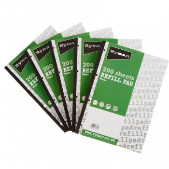 Plain A4 Ryman Refill Pads – 400 Pages per Sheet, Pack of Five