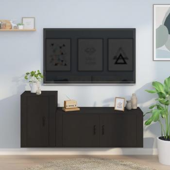 VidaXL TV-Schrank-Set 2-teilig Schwarz Holzwerkstoff