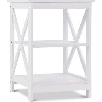 Coast Lit 3N – Pack de deux tables, armoire naturelle, dimensions 40 × 40 × 61 cm, blanc doux