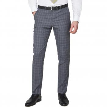 Light Grey with Blue Windowpane Ivy League Trousers