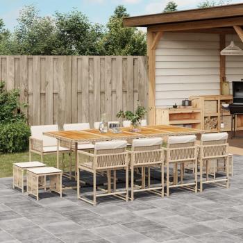 VidaXL 13-tlg. Garten-Essgruppe mit Kissen aus Poly Rattan Beige