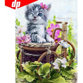 Perceuse Complète 5D Peinture Diamant – Broderie Chat 20X30 avec Points Croix Animaux