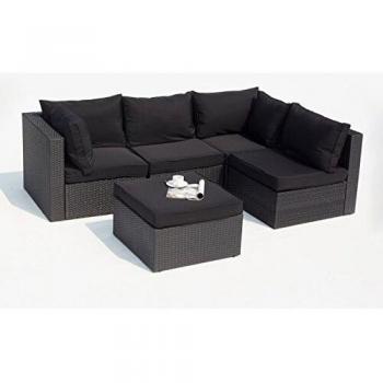 Set Salotto Giardino 5 Posti Nero Componibile