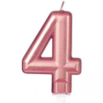 Vela Decorativa Metalizada Oro y Rosa Número 4, 8 cm