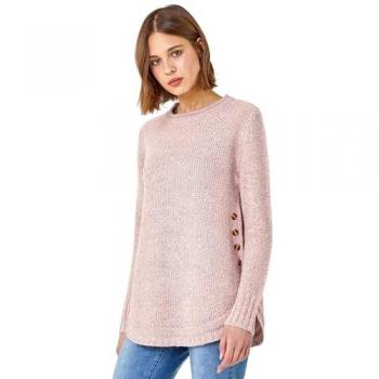 UK Size 10 Roman Women's Curved Hem Knit Top – Light Pink