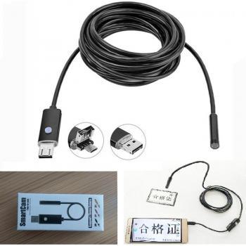 Endoscopio mini 2 en 1 con WIFI y luz LED, impermeable, para PC y dispositivos Android