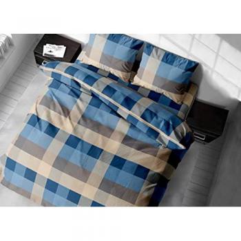 Sacco Copripiumino Piazza e Mezza Azzurro 100% Cotone Scozzese