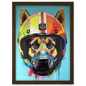Motorcycle Dog: German Shepherd Helmet Poster