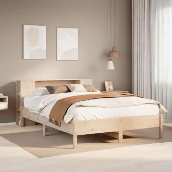 Bibliothèque-étagère-lit 160 × 200 cm sans matelas en pin solide